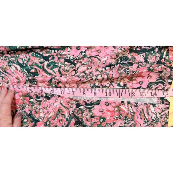 H&M Open Back Retro Floral Print Midi Dress Slit S Pink Green Feminine Coquette - Picture 8 of 11